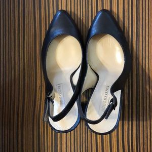 BCBG Maxazaria Black Leather Heels Size 6 (36)